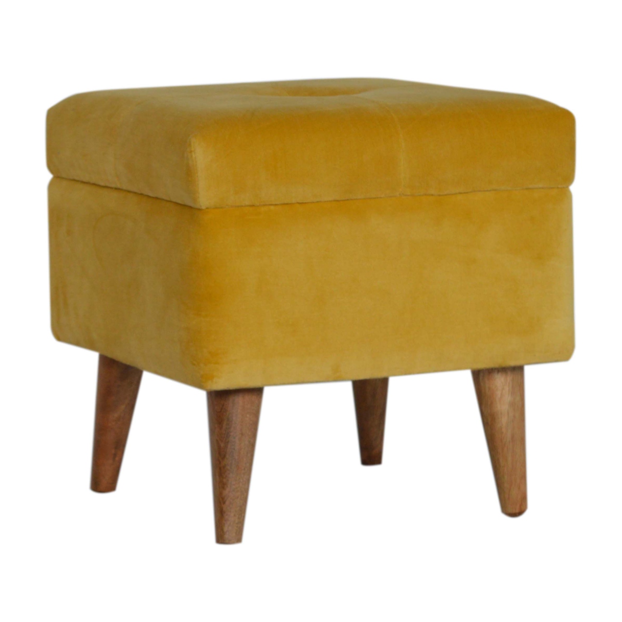 in1397 mustard velvet storage footstool