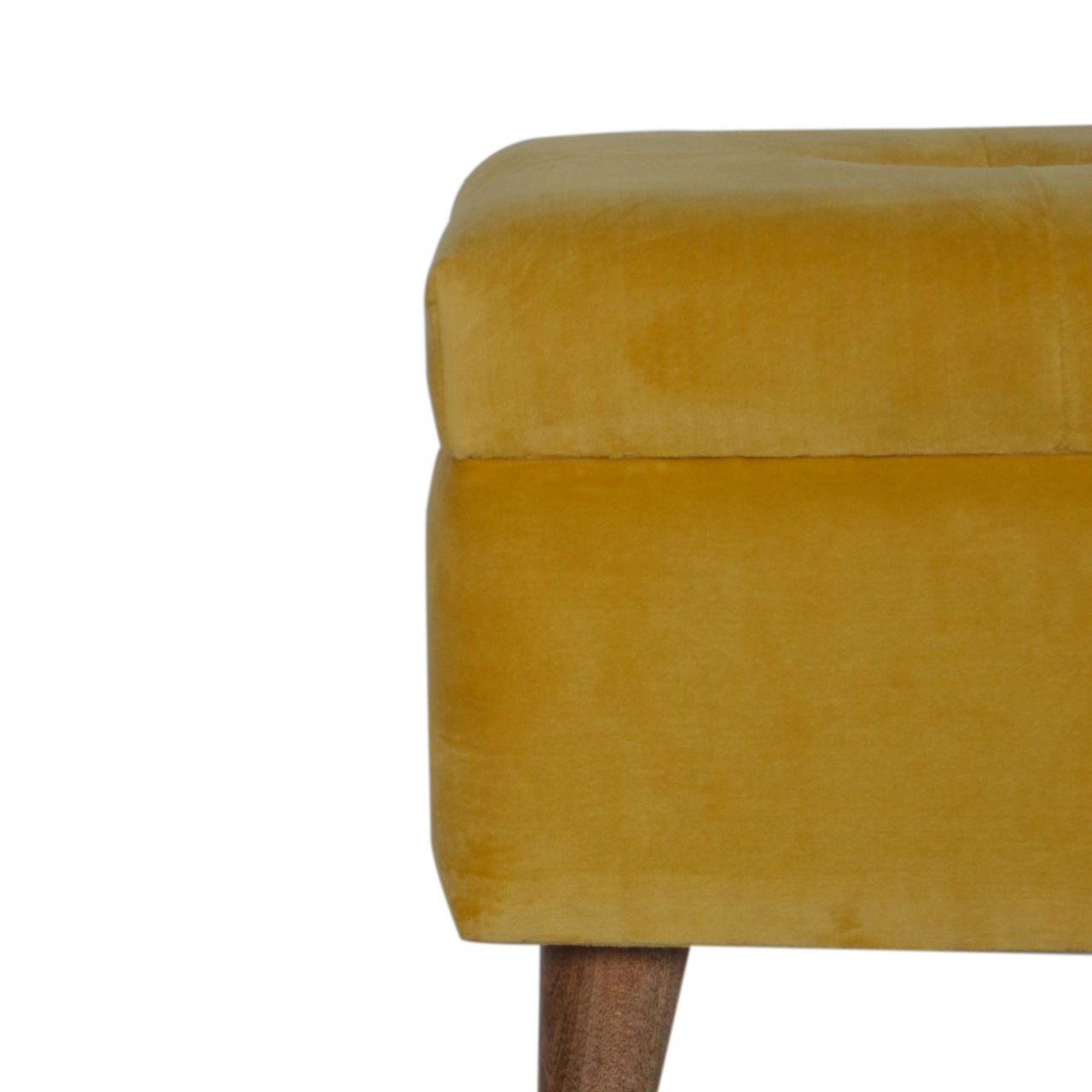in1397 mustard velvet storage footstool