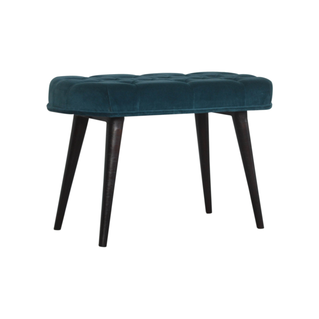 in1443 teal cotton velvet deep button bench