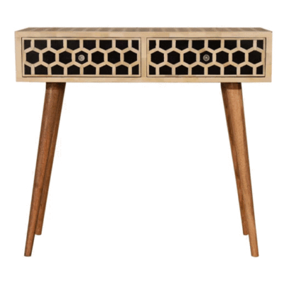 in1565 honeycomb bone inlay console table