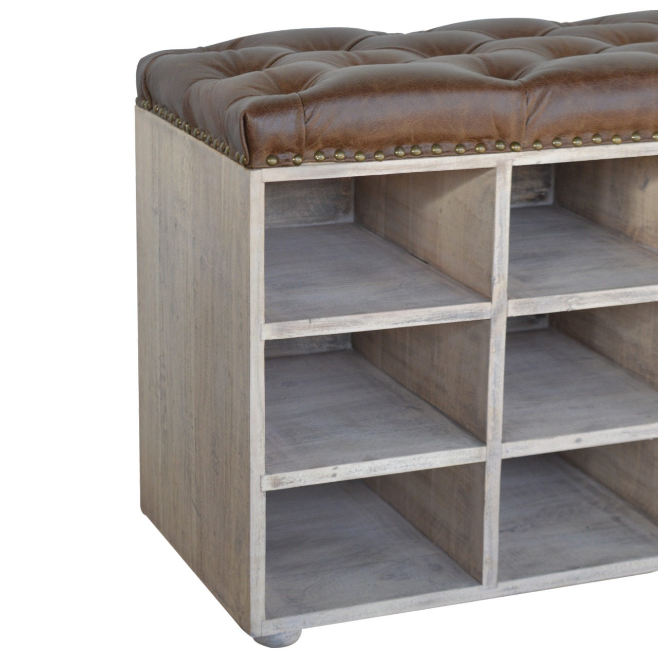 in167 leather shoe bench