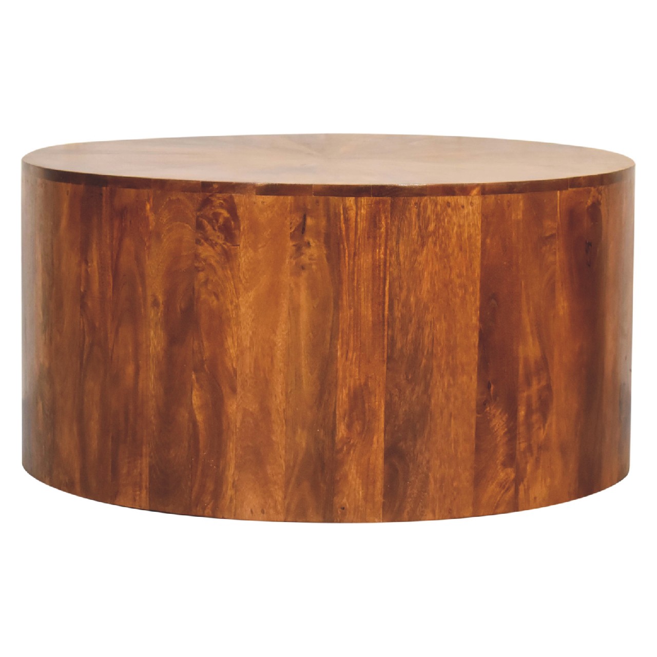 in2111 chestnut round wooden coffee table