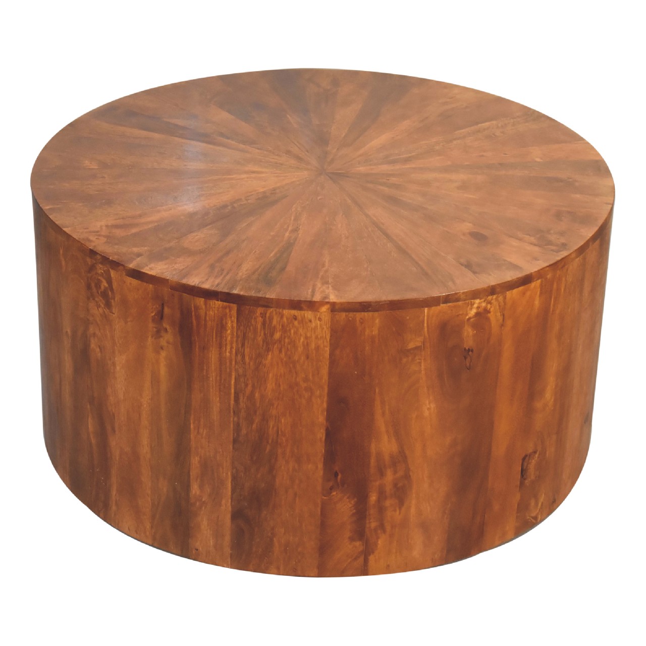in2111 chestnut round wooden coffee table