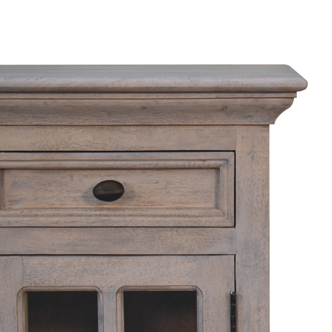 in2112 stone finish bedside with glazed door