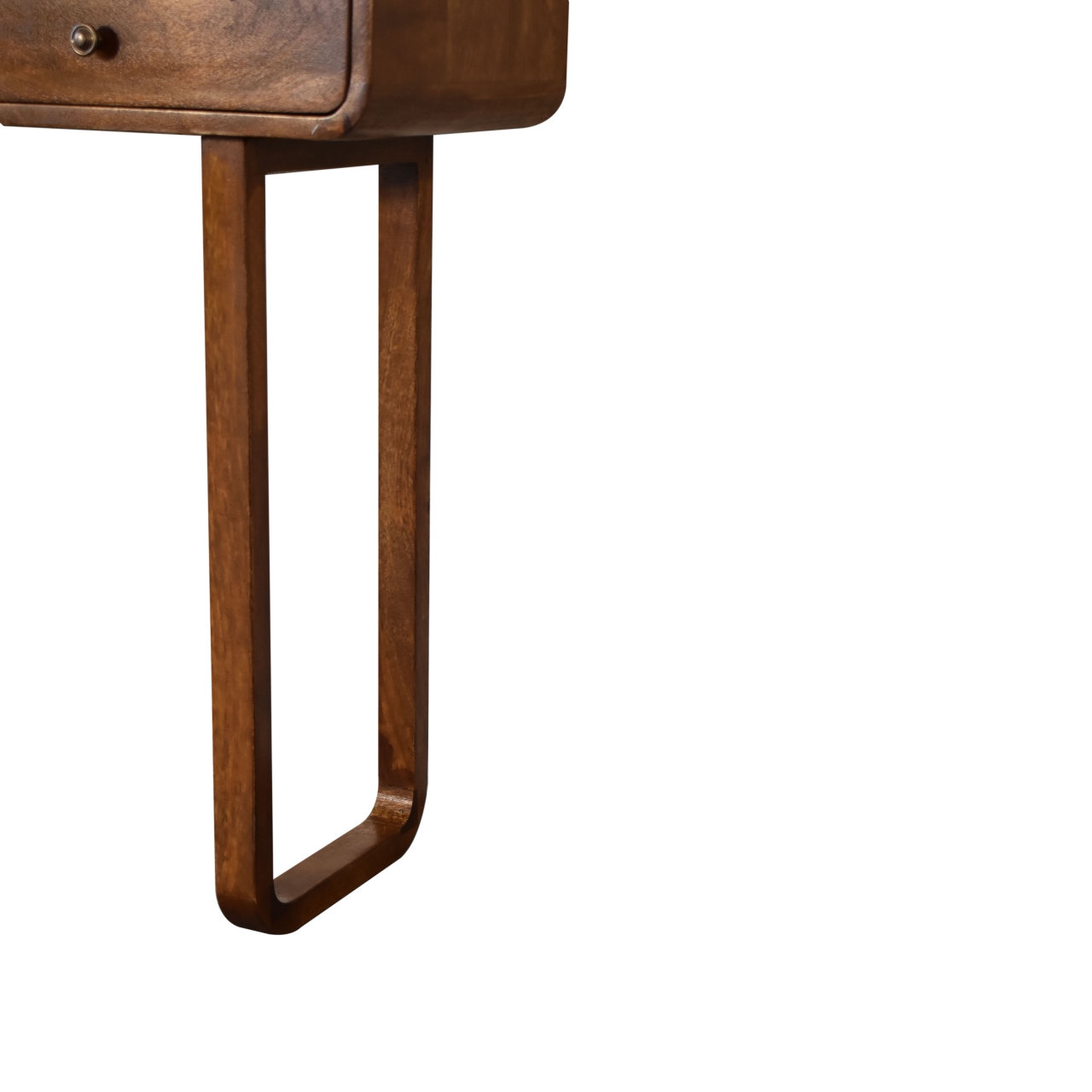 in2133 u curved chestnut console table