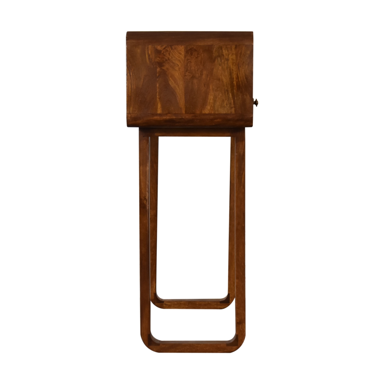 in2133 u curved chestnut console table