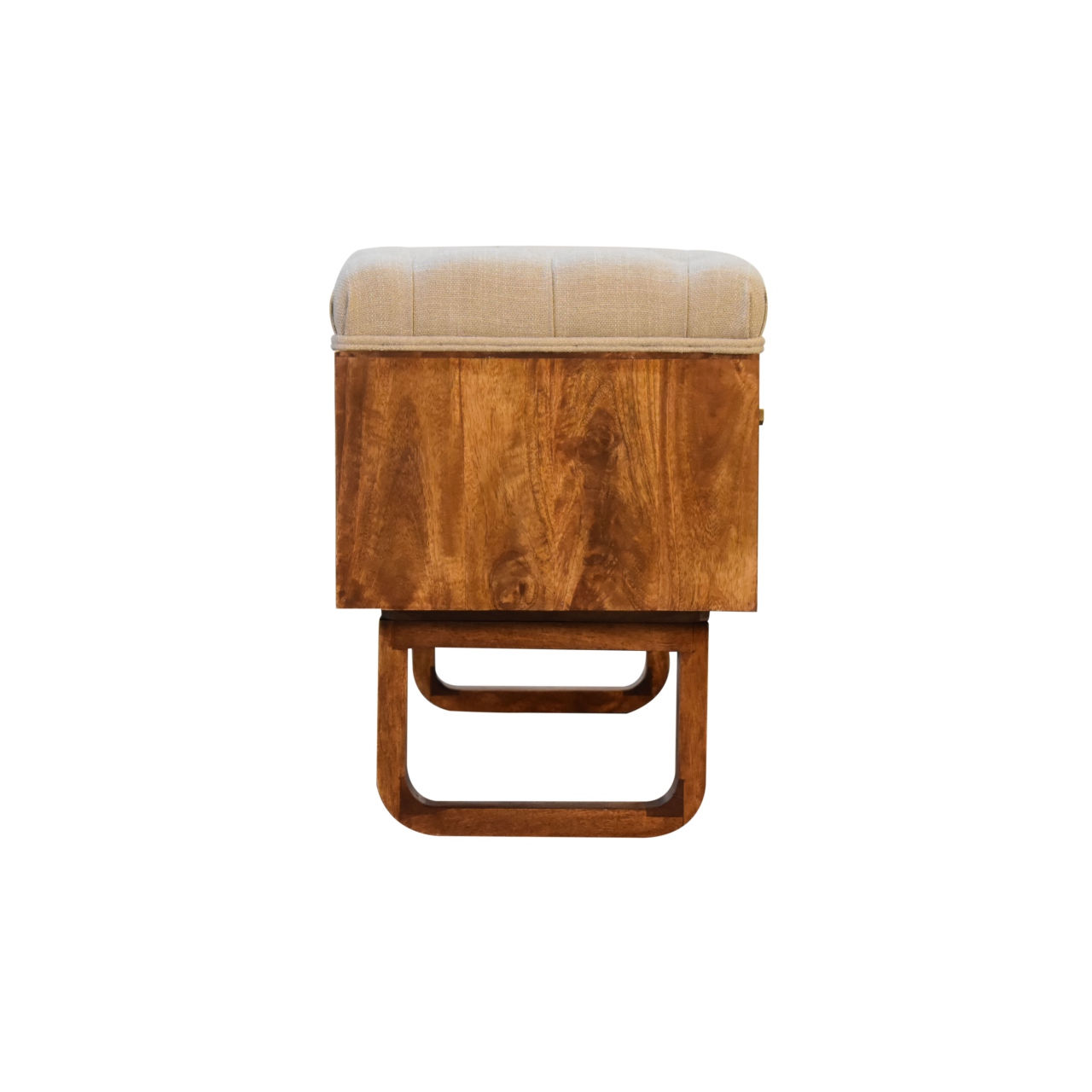 in2146 u shape chestnut diamond carved mud linen storage bench