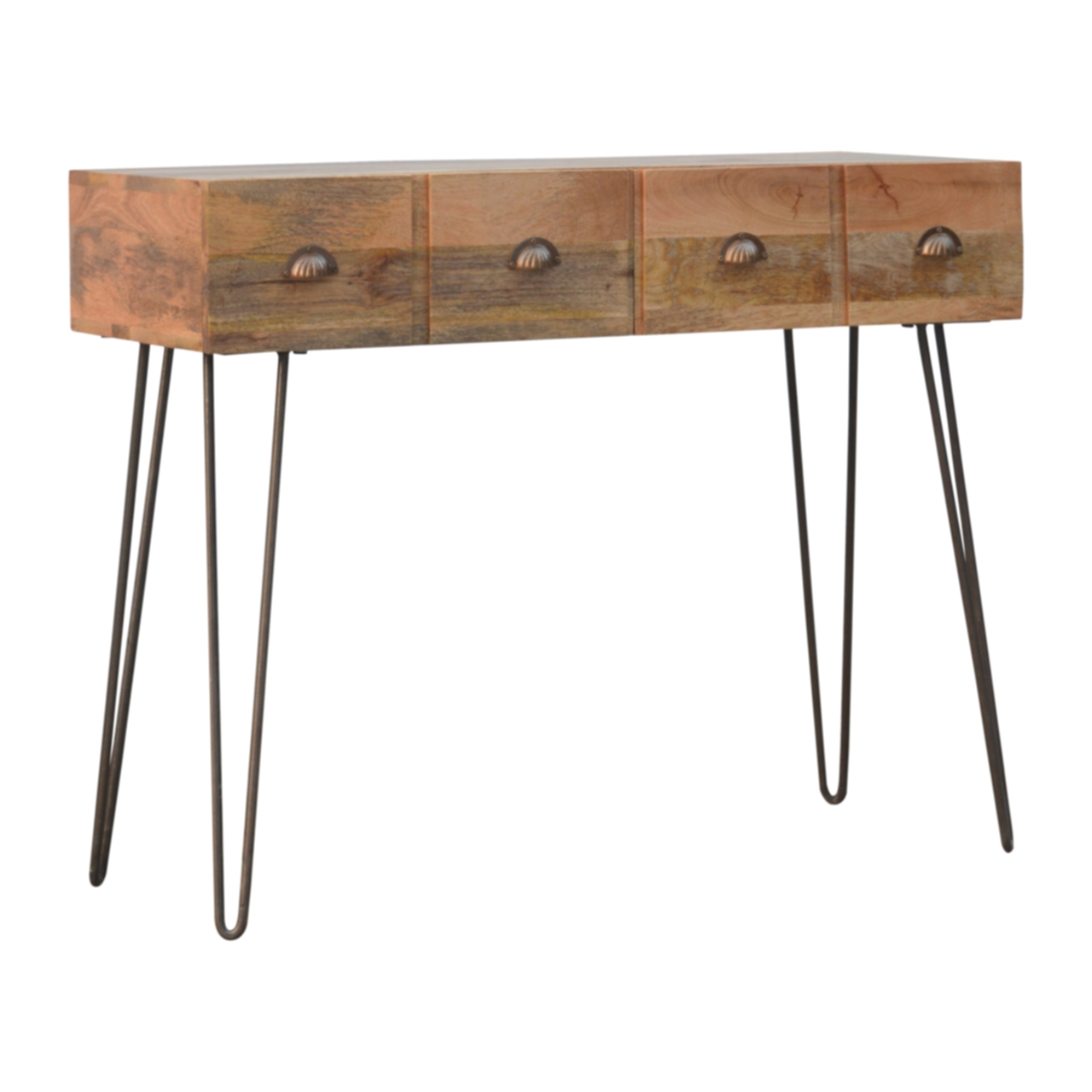 in236 solid wood 2 drawers console table with iron base