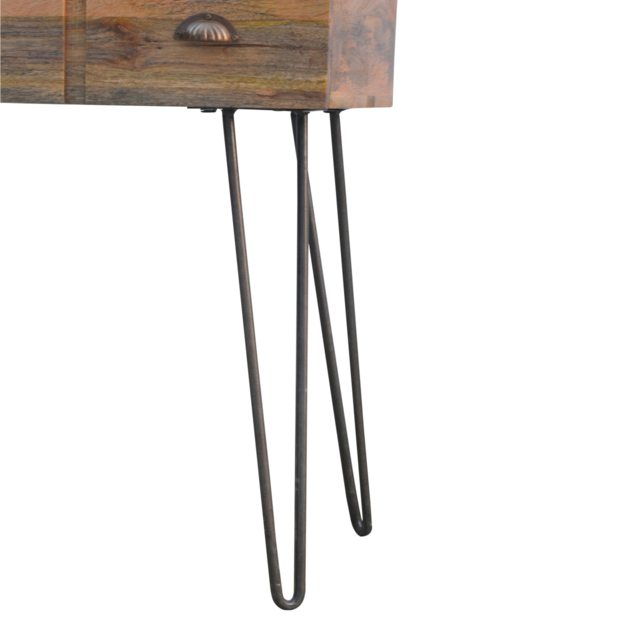 in236 solid wood 2 drawers console table with iron base