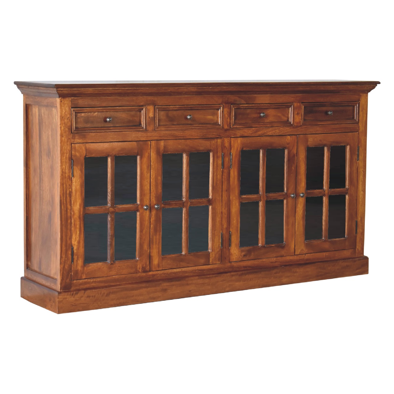 in3364 large chestnut sideboard with 4 glazed doors