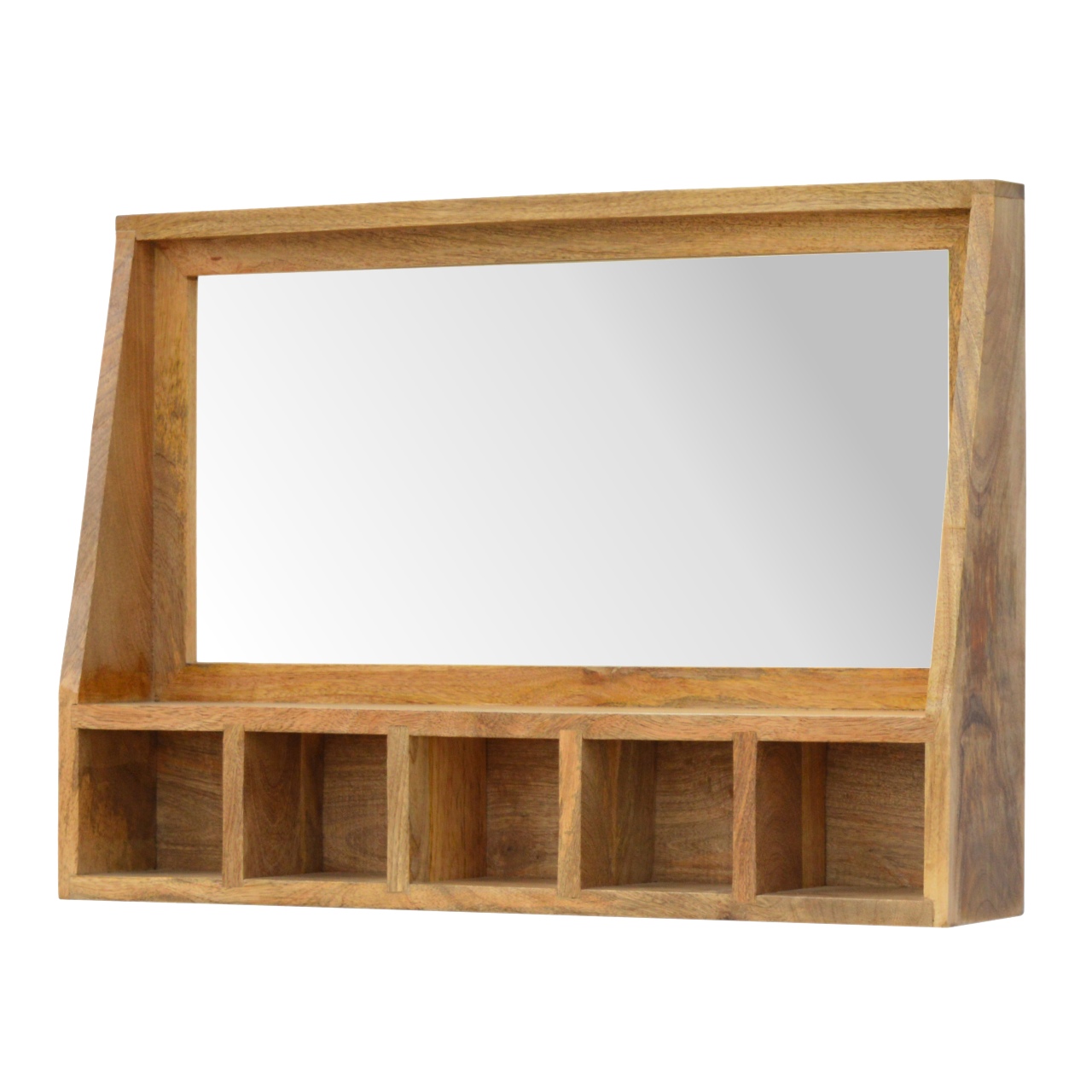 in341 solid wood 5 slot wall mounted unit with mirror