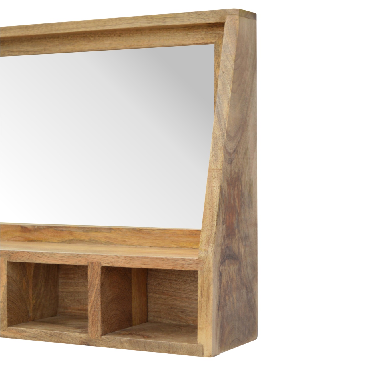 in341 solid wood 5 slot wall mounted unit with mirror