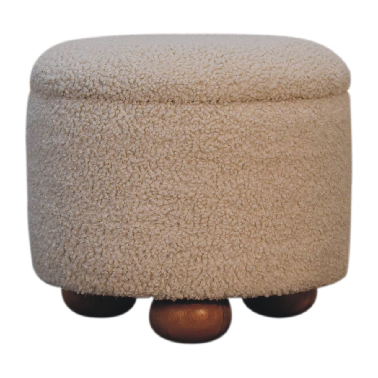 cream boucle storage footstool