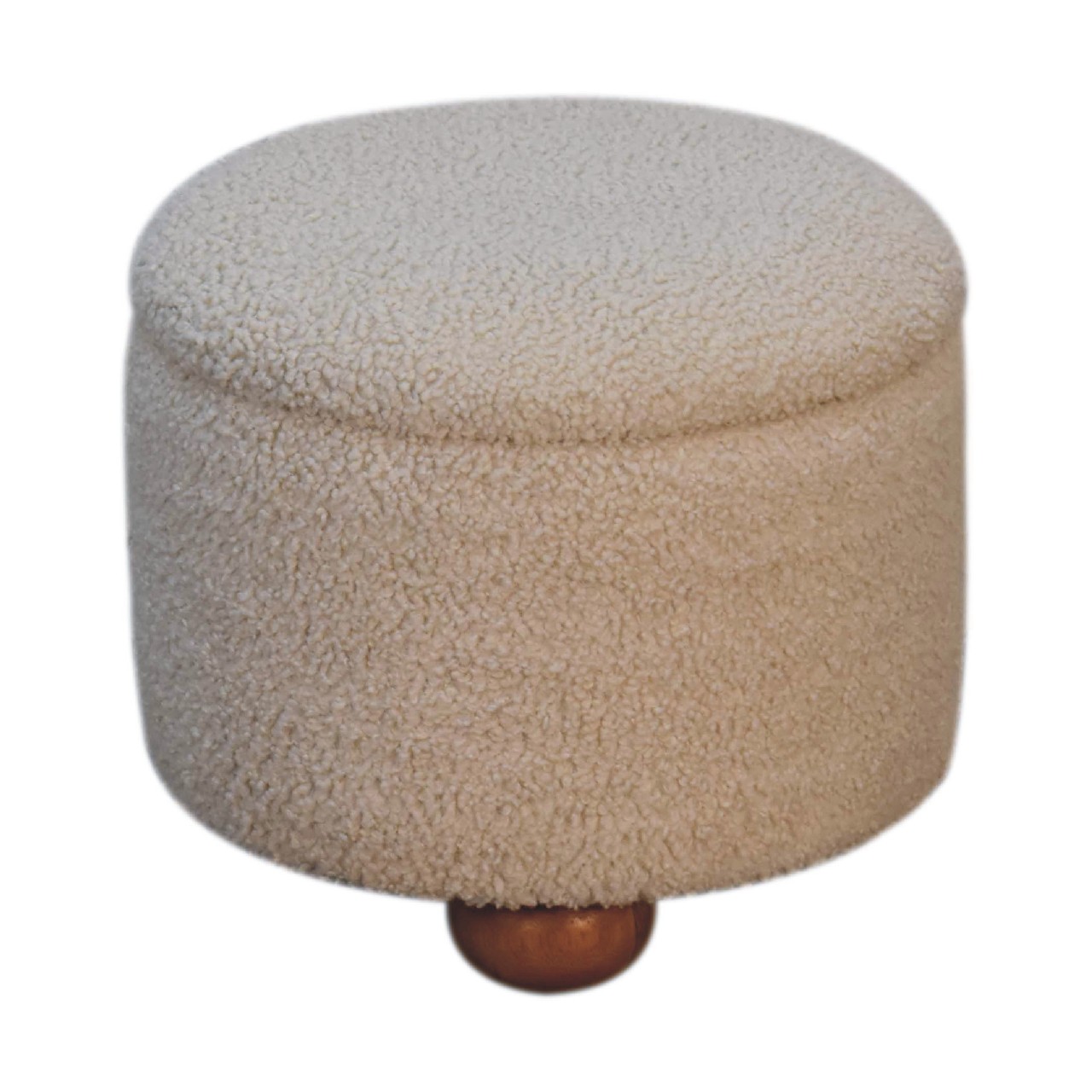 cream boucle storage footstool