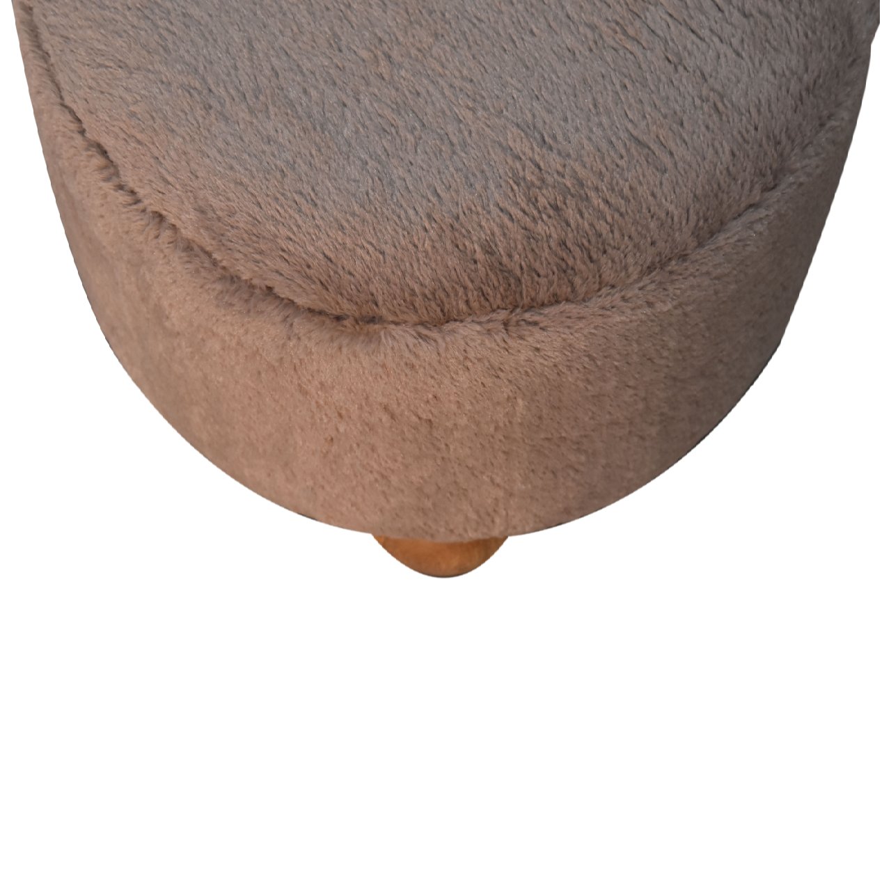 in3477 mocha faux fur round footstool