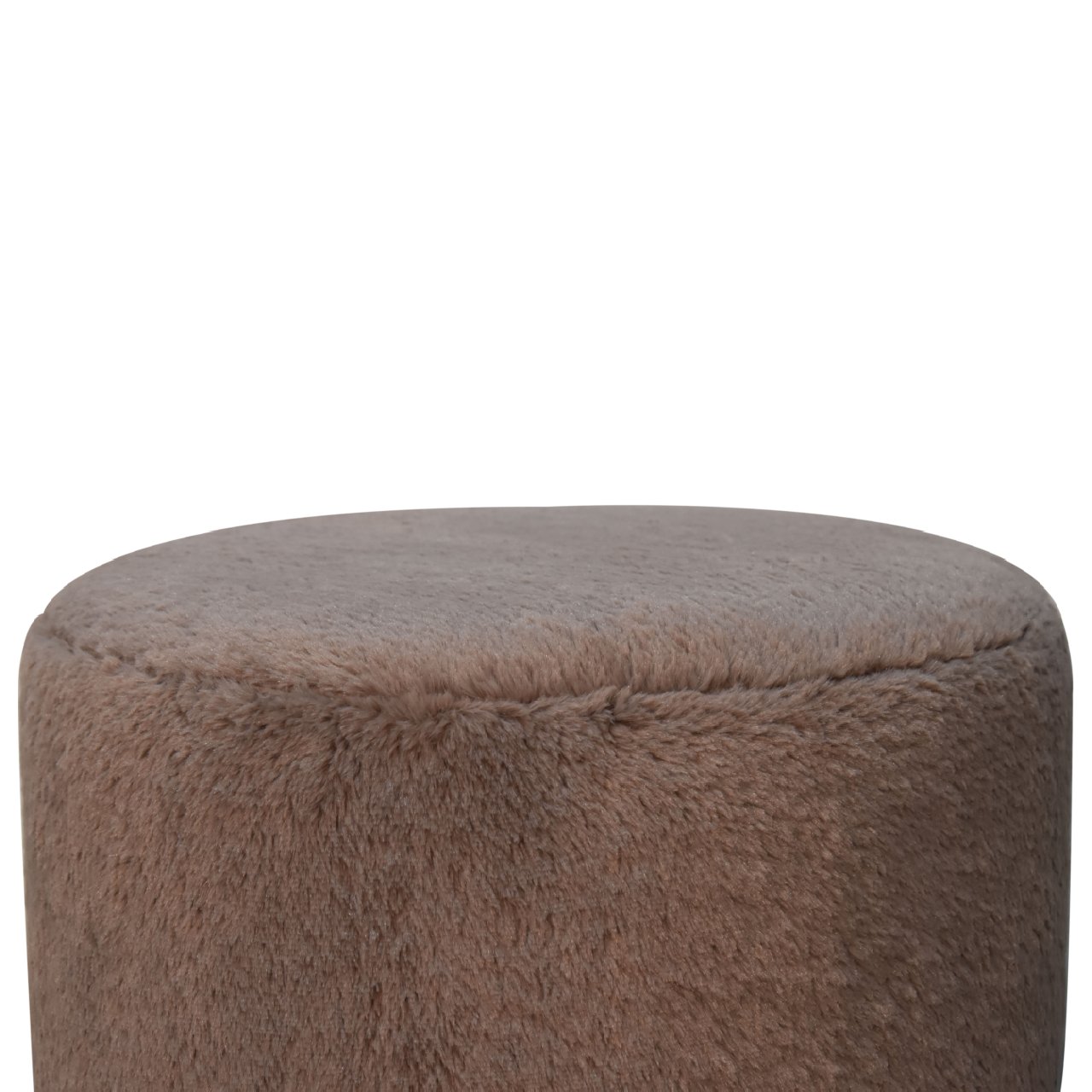 in3477 mocha faux fur round footstool