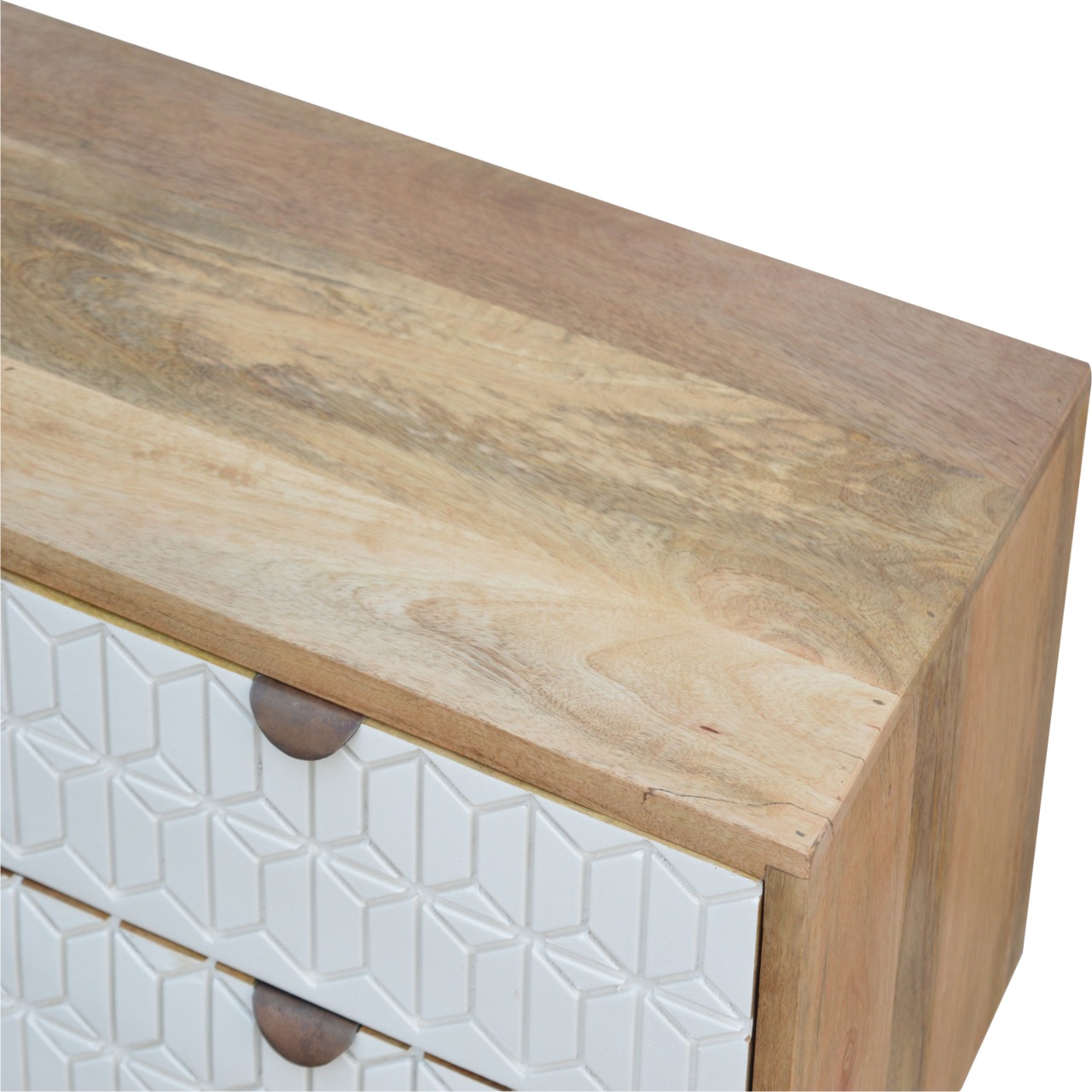 in447 sleek white carved media unit