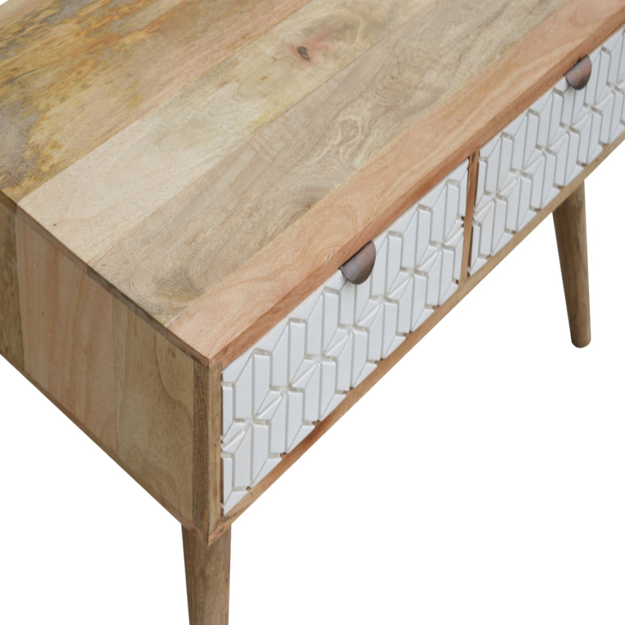 in449 sleek white carved coffee table