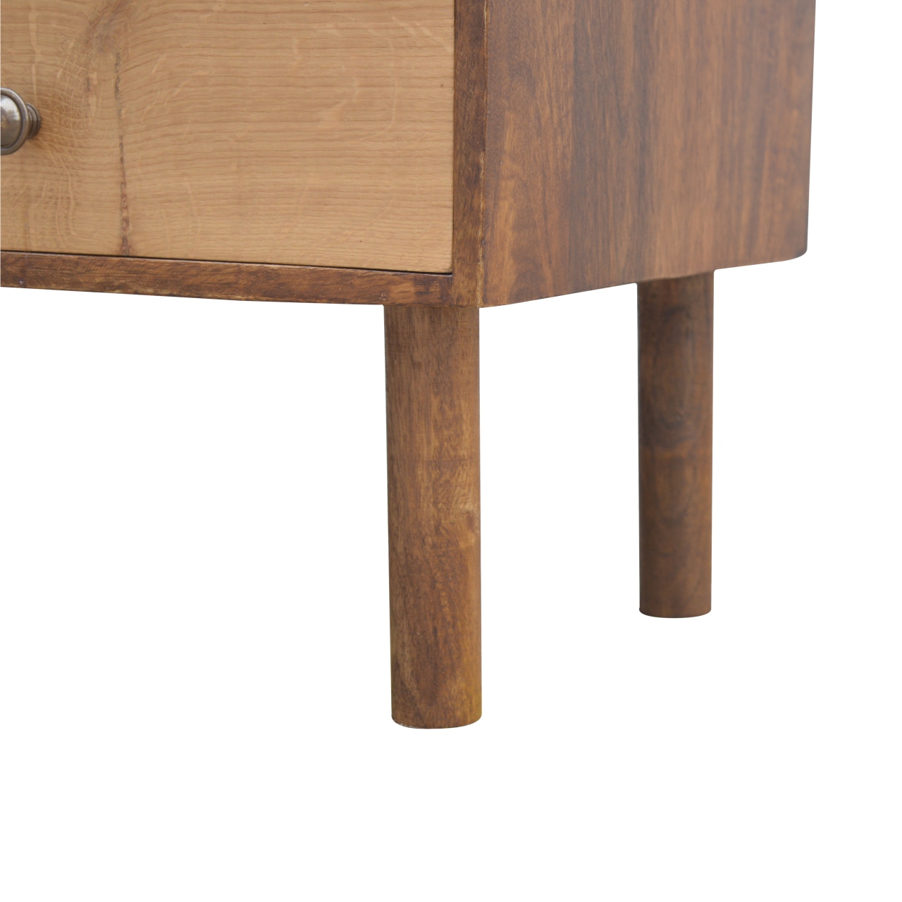 in545 solid wood media unit with 2 open slots and 2 oak wood front drawers