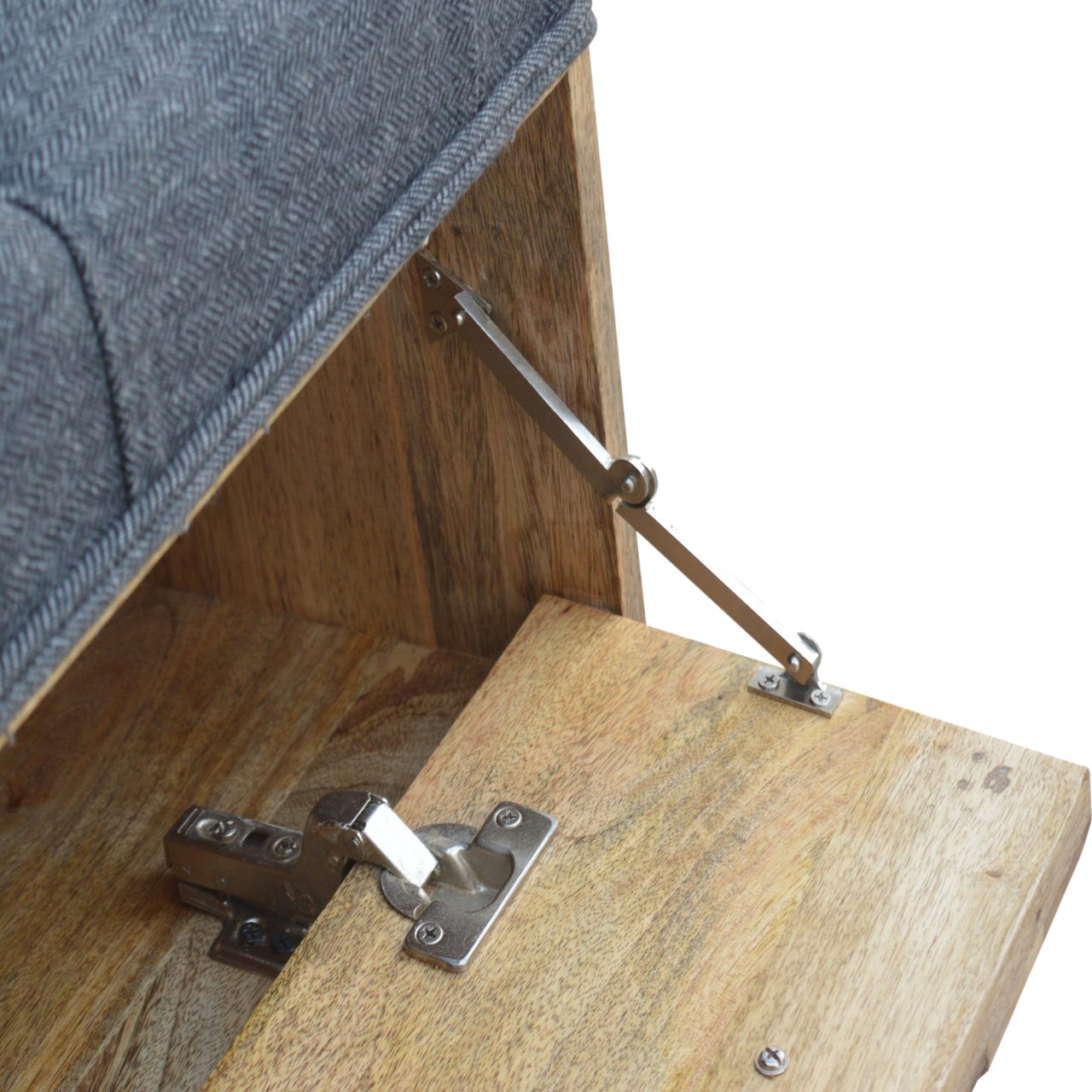 in735 diamond carved grey tweed storage bench