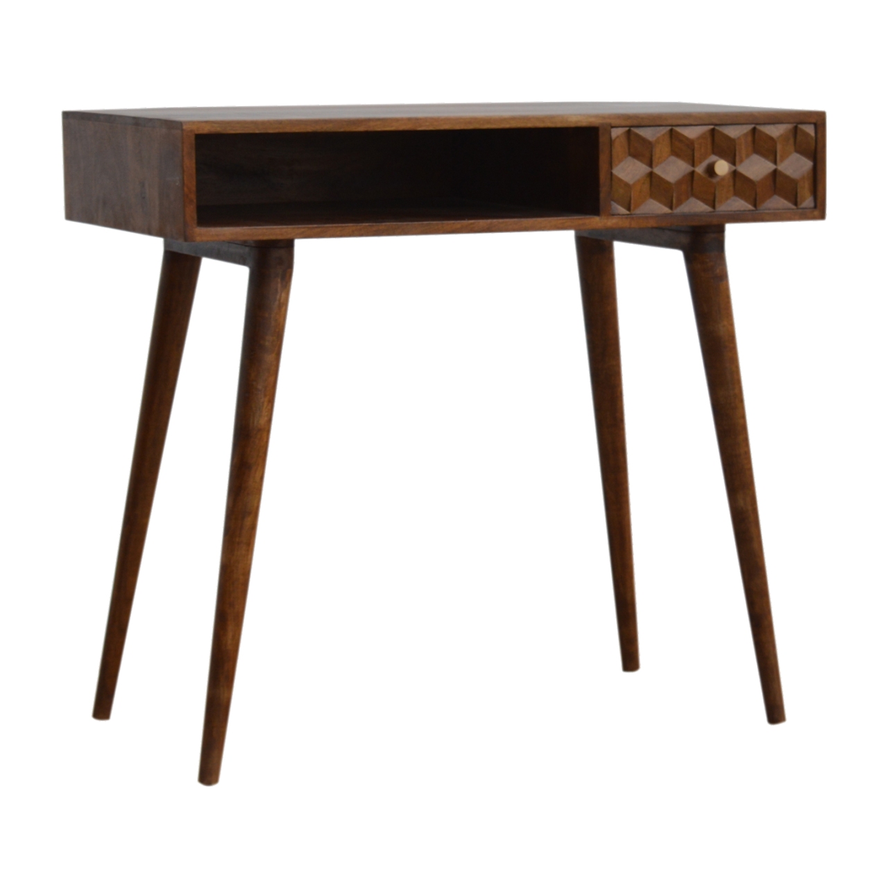 in784 chestnut cube carved writing desk