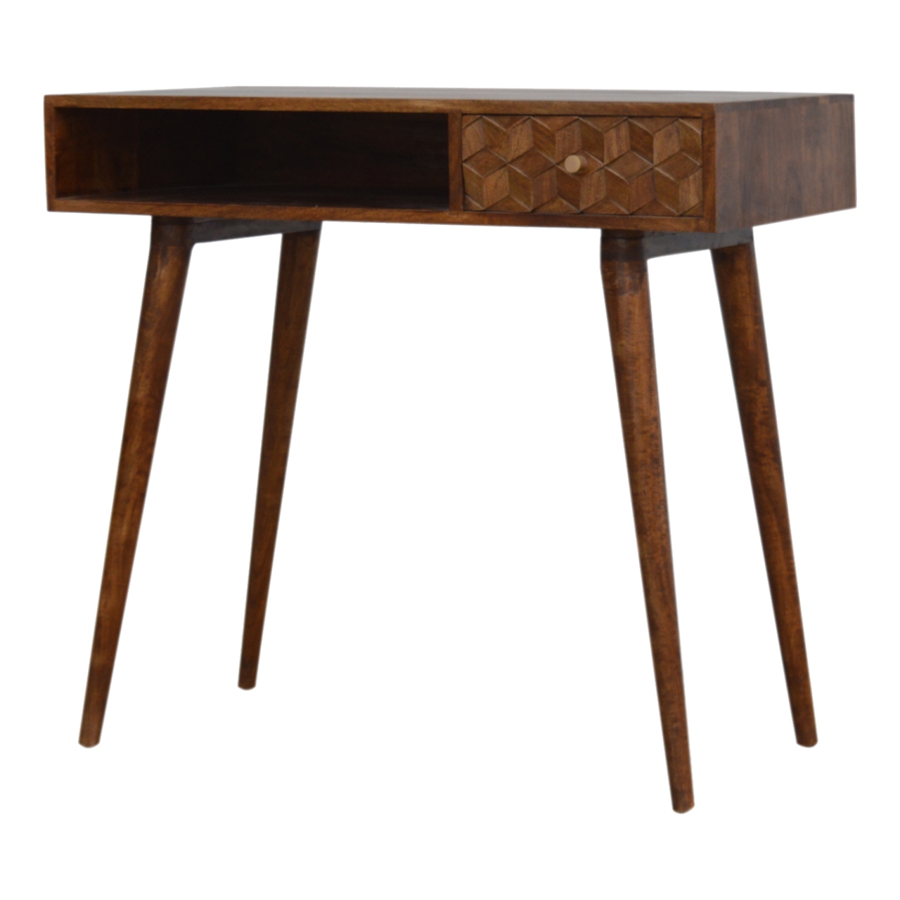 in784 chestnut cube carved writing desk