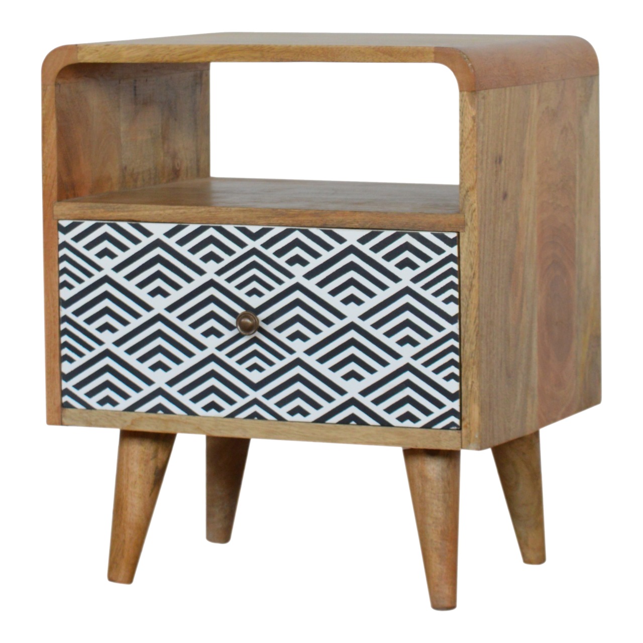 in827 monochrome print bedside with open slot