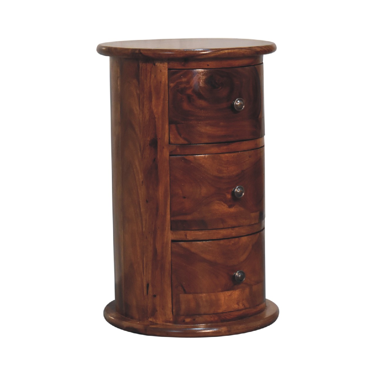 3 Drawer Chestnut Sheesham Drum - Image 2