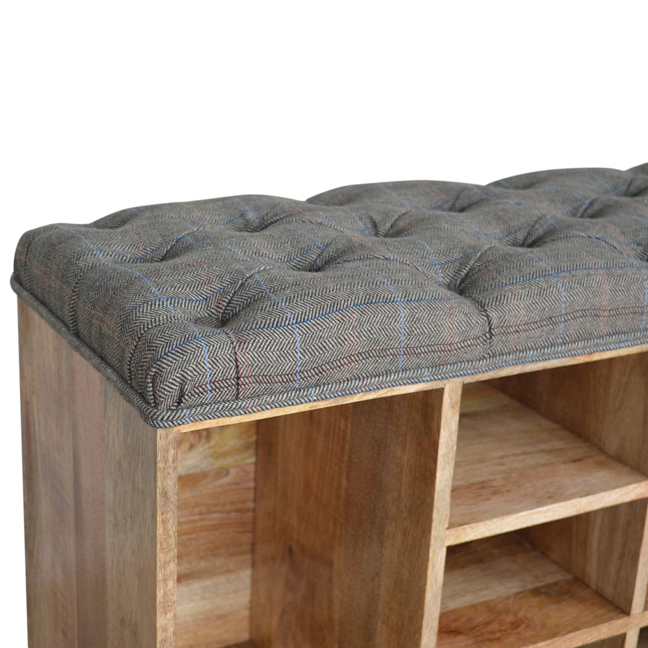 multi tweed 6 slot shoe storage bench