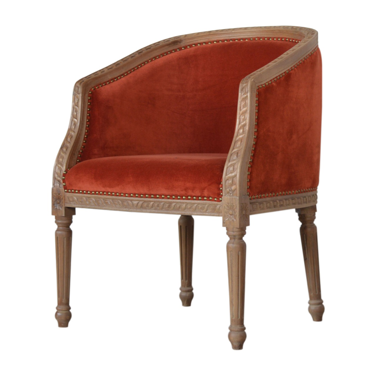 in1401 rust velvet occasional chair
