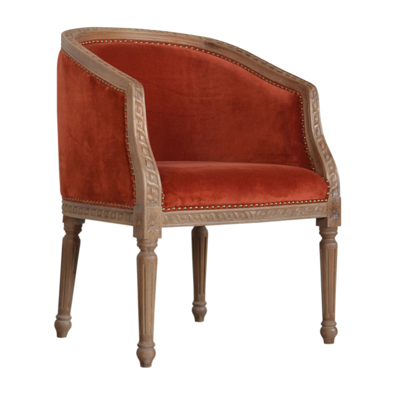 in1401 rust velvet occasional chair