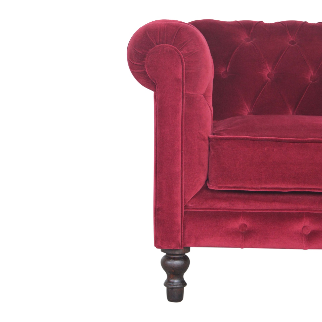 in1409 wine red velvet chesterfield armchair