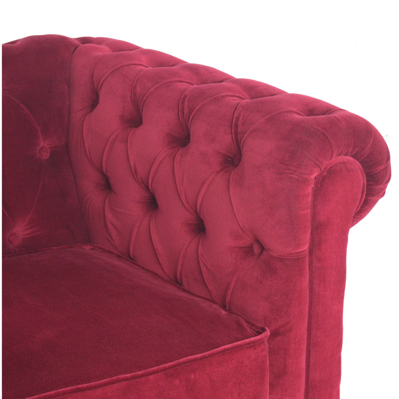 in1409 wine red velvet chesterfield armchair