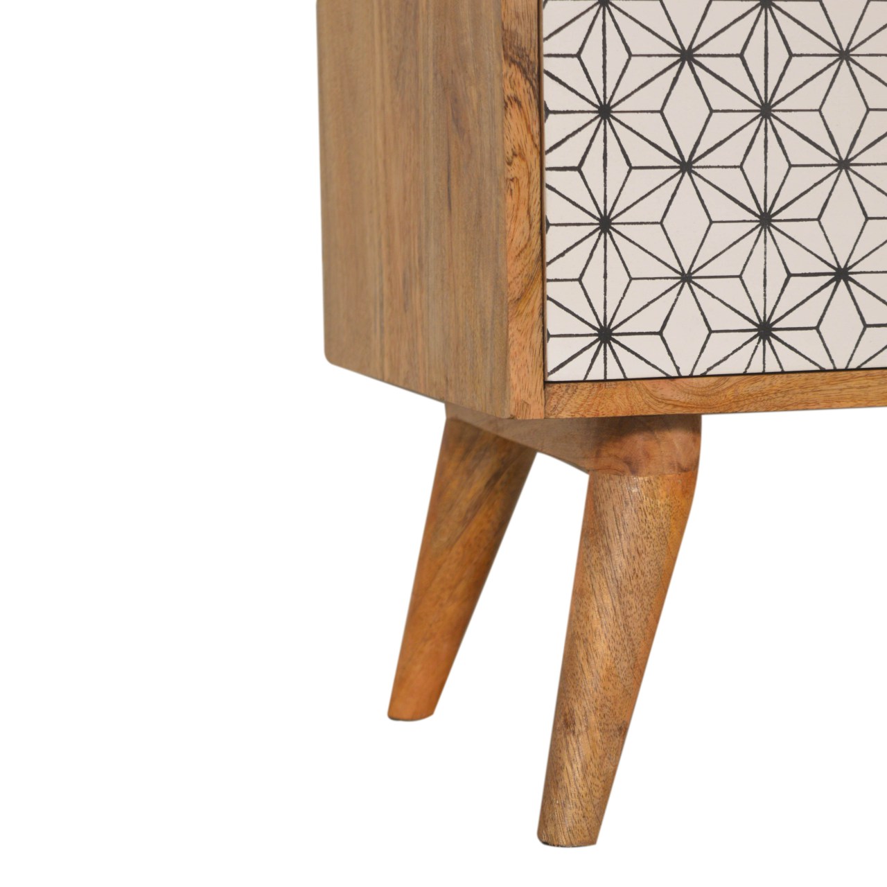 in1481 geometric screen printed 2 tone bedside
