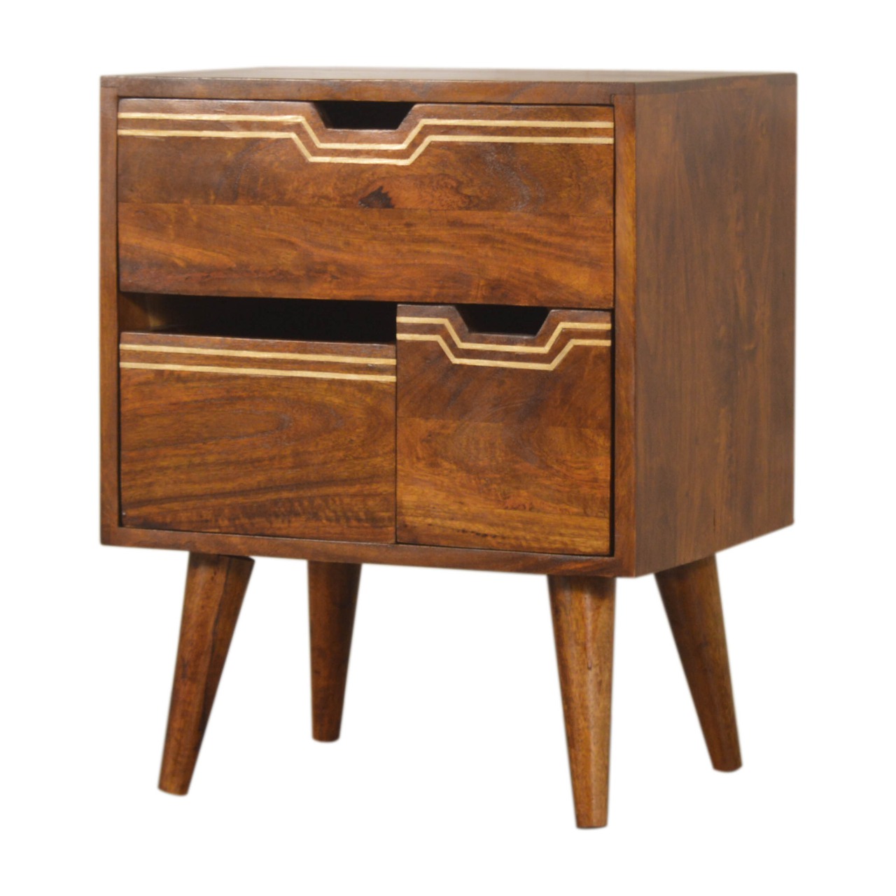 in1486 multi chestnut bedside with removeable drawers