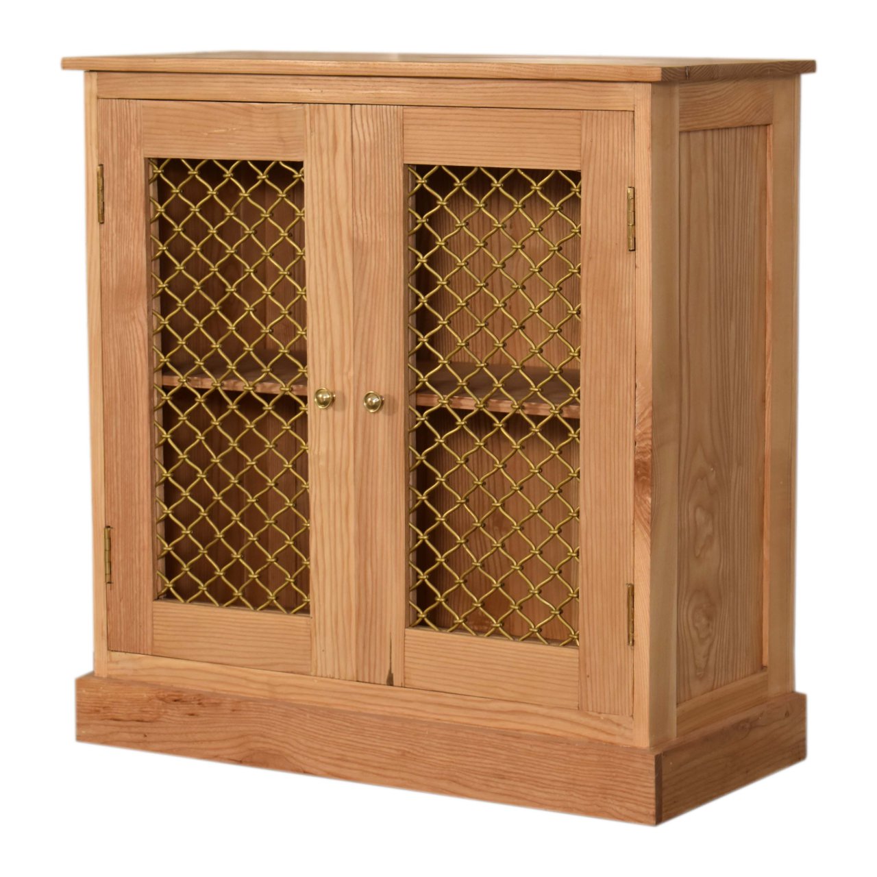 in1605 caged oak ish cabinet