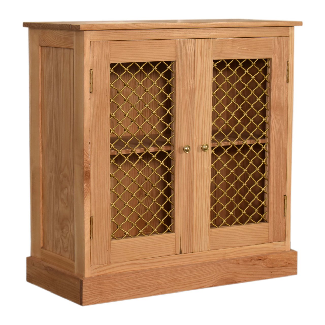 in1605 caged oak ish cabinet