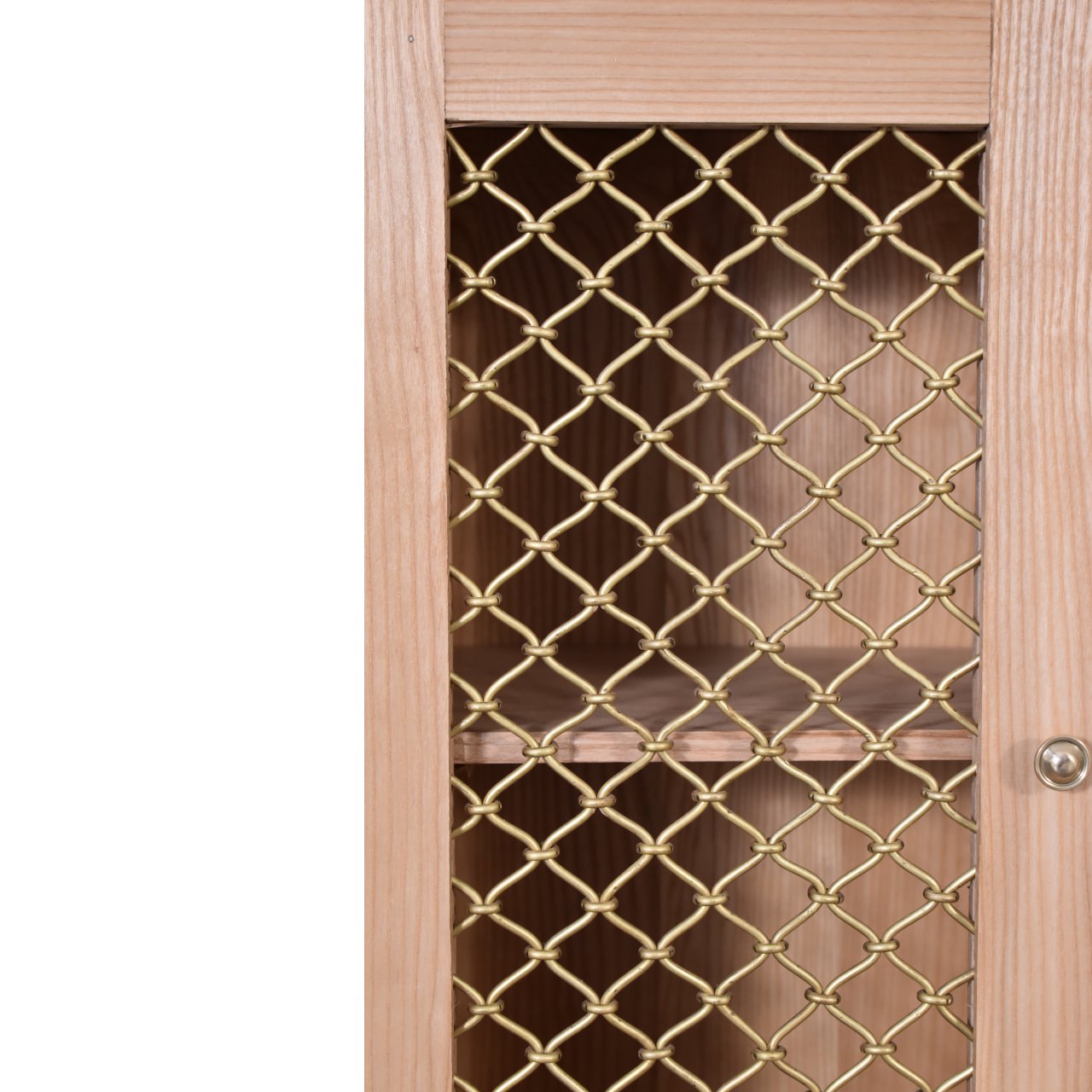 in1605 caged oak ish cabinet