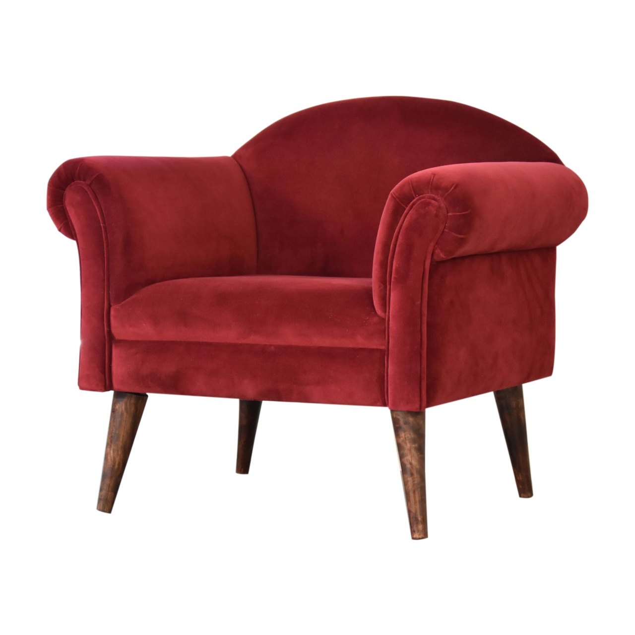 in1612 wine velvet nordic style armchair