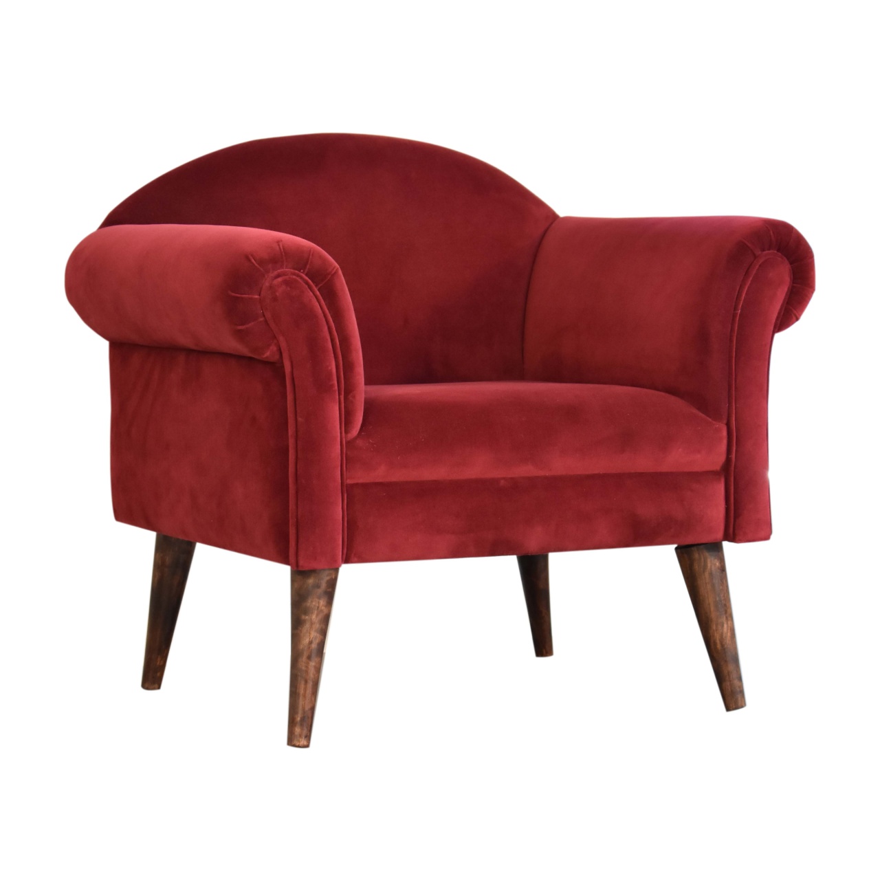 in1612 wine velvet nordic style armchair