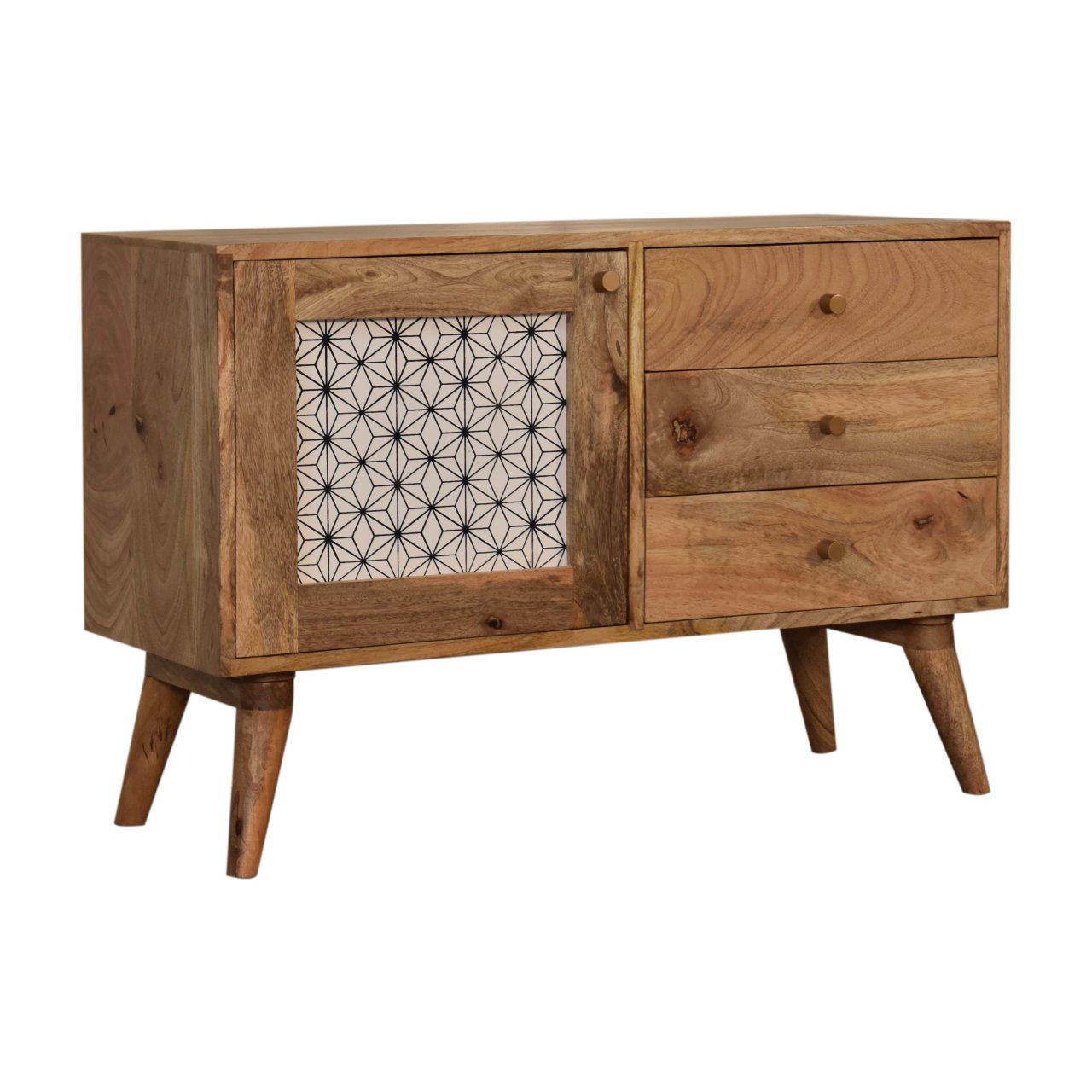 in1641 geometric screen printed cabinet with drawers