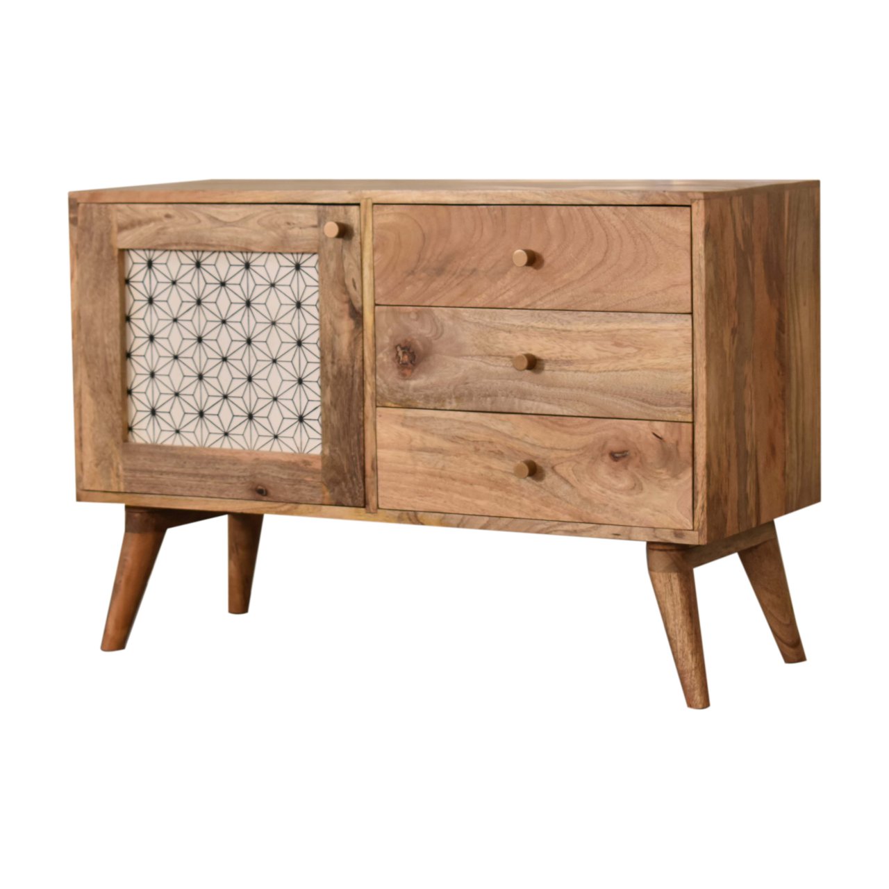 in1641 geometric screen printed cabinet with drawers