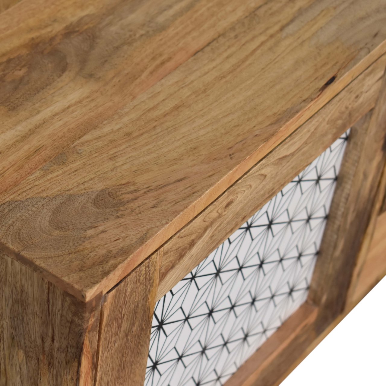 in1641 geometric screen printed cabinet with drawers