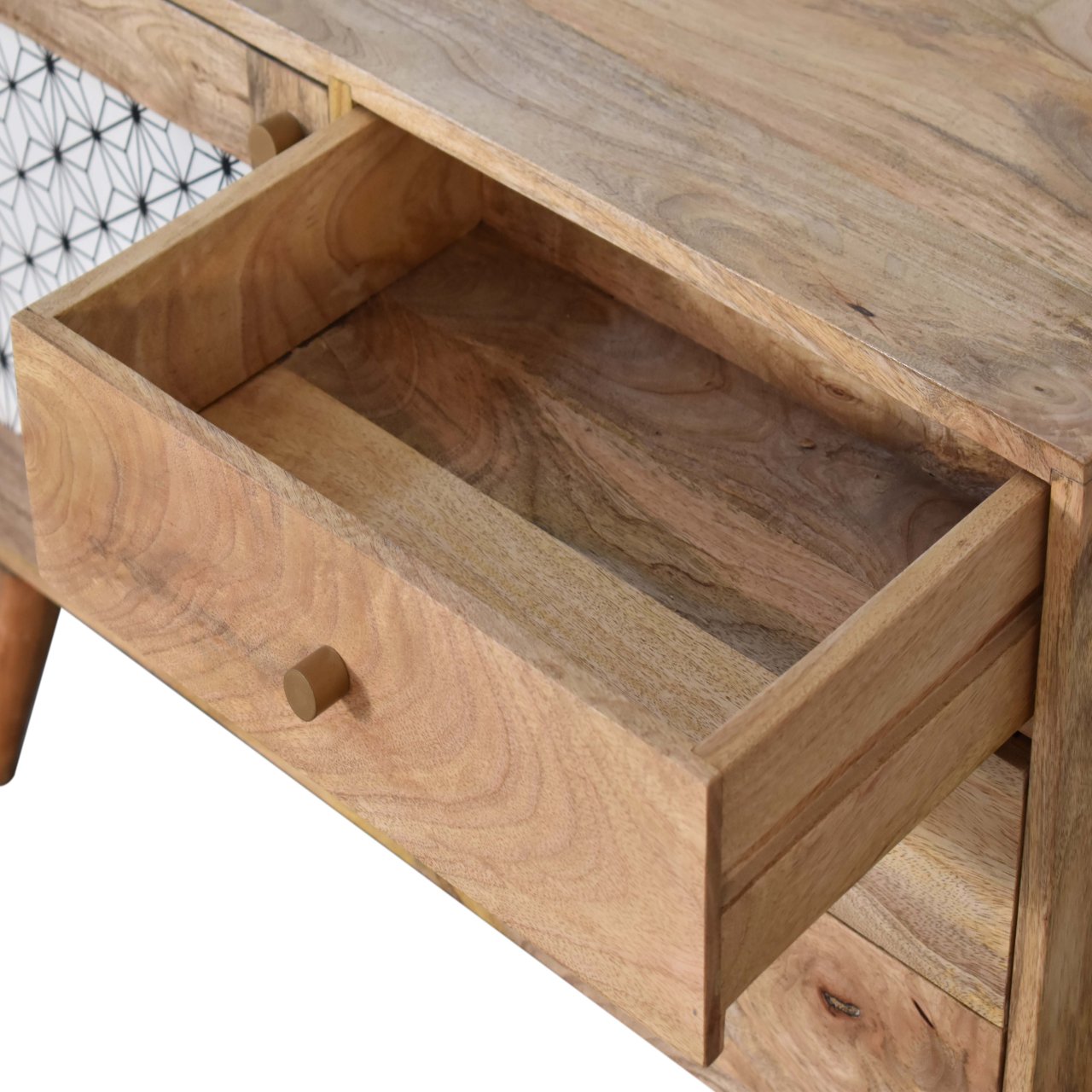 in1641 geometric screen printed cabinet with drawers