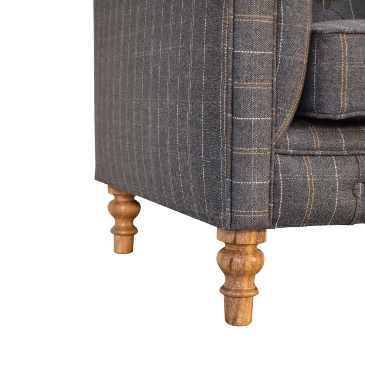 in1645 pewter tweed chesterfield armchair