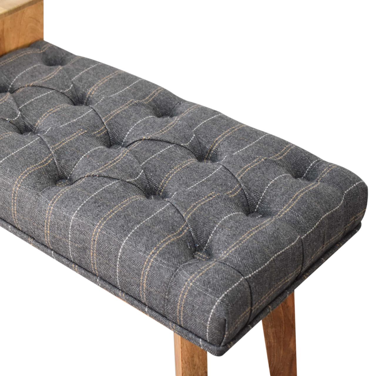 in1648 pewter tweed bench with 1 drawer