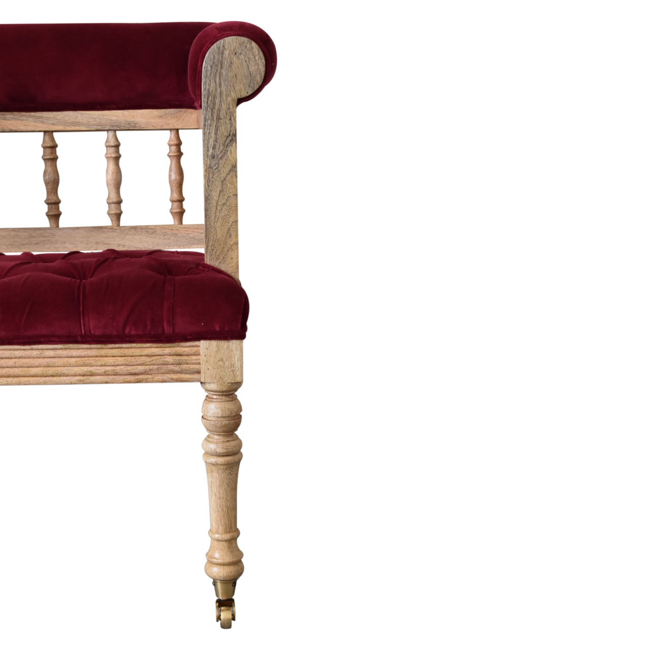 in1673 wine red mini deep button hallway bench