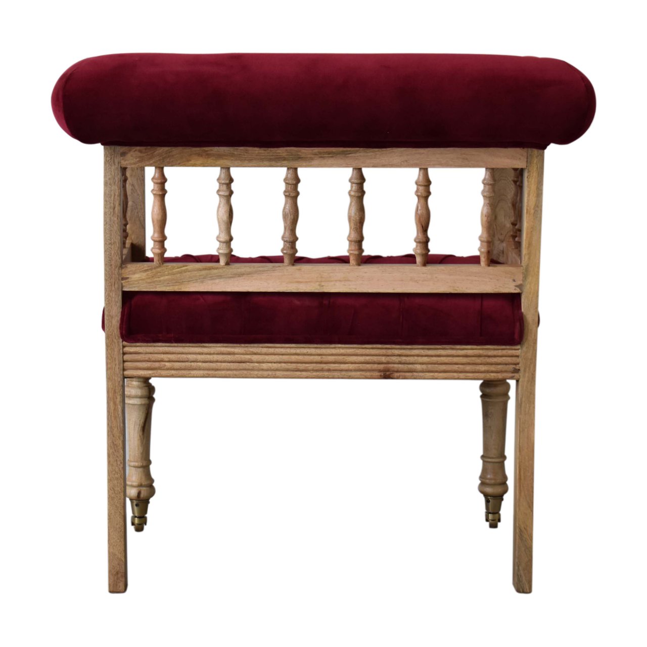 in1673 wine red mini deep button hallway bench
