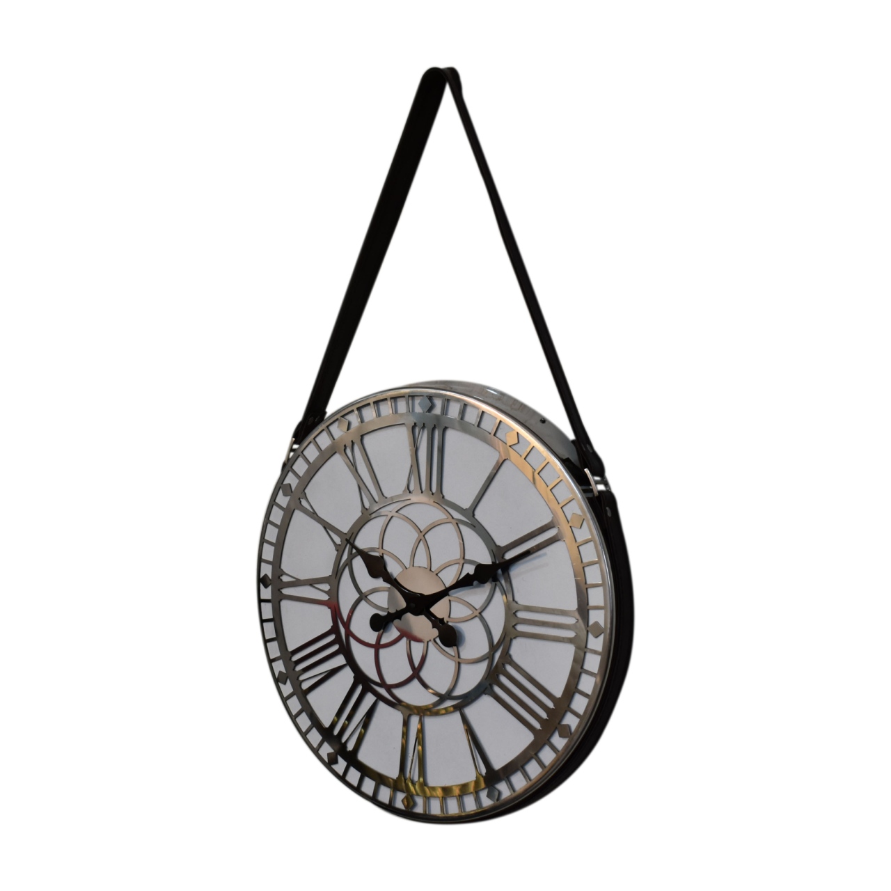 White Chrome Hanging Wall Clock - Image 2