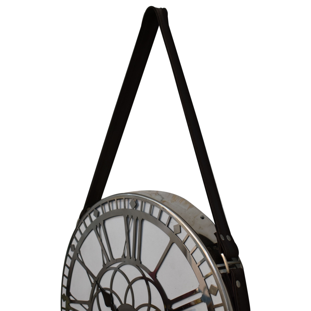 White Chrome Hanging Wall Clock - Image 5